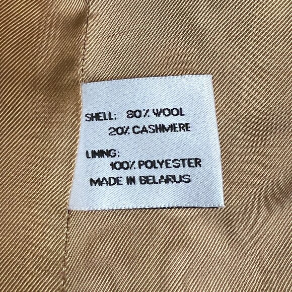 Bill Blass Women's Pea Coat Tan Wool with Cashmere Blend Double Beaded Size M - Picture 5 of 14